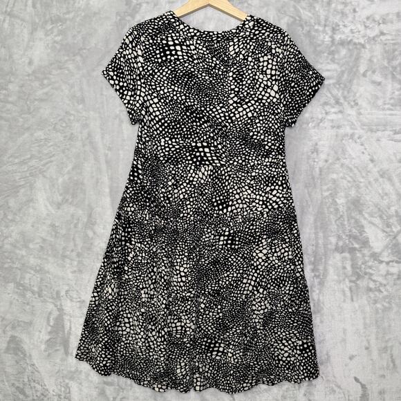 Maeve by Anthropologie Dress Womens Medium Black White Abstract Print Viscose - Picture 2 of 10